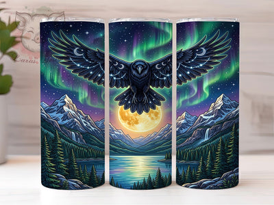 Raven Aurora Moon 20oz Tumbler, Raven Aurora Moon, Aurora Moon, Raven Moon, Raven Tumbler, 20oz Tumbler, Aurora Tumbler, Tumbler Wrap Sublimation Lara' s Designs 