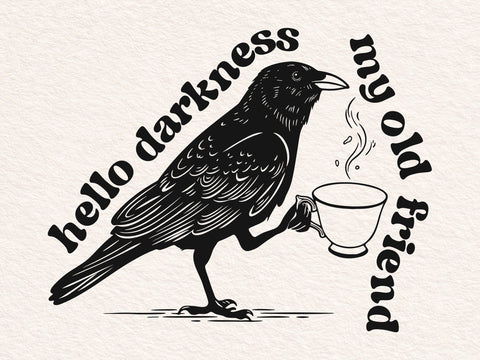 Raven Crow Coffee Svg, Halloween Svg, Raven Crow Hello Darkness Svg SVG DesignDestine 