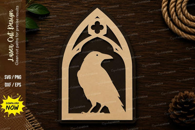 Raven Gothic Arch Window Decor Laser Cut SVG File SVG Regulrcrative 