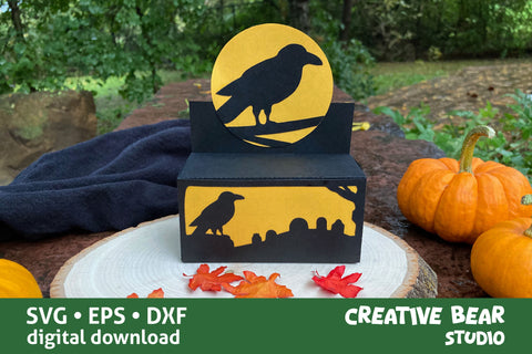 Raven Halloween Favor Treat Box SVG Creative Bear Studio 