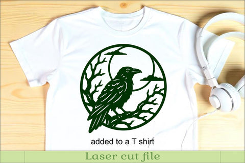 Raven Moon Wall Art SVG, Gothic Halloween Laser Cut File SVG APInspireddesigns 
