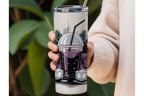 Raven & Roses Iced Coffee 20oz Tumbler Sublimation DesignSVG 