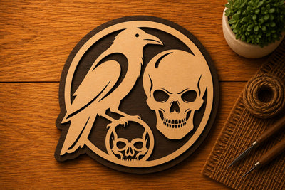 Raven Skull Circle Wall Art Laser Cut SVG File SVG Regulrcrative 