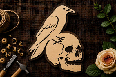 Raven Skull Dark Art Laser Cut SVG File SVG Regulrcrative 