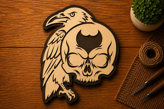Raven Skull Gothic Wall Art Laser Cut SVG File SVG Regulrcrative 