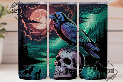 Raven & Skull Halloween 20oz Tumbler Sublimation sassyprint 