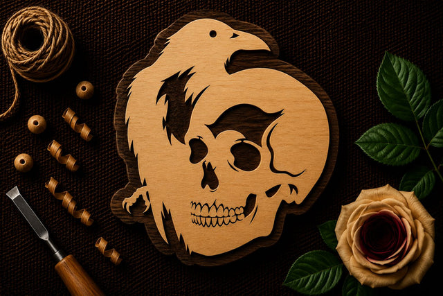 Raven Skull Macabre Wall Art Laser Cut SVG File SVG Regulrcrative 