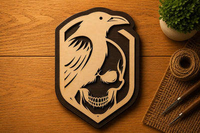 Raven Skull Shield Wall Art Laser Cut SVG File SVG Regulrcrative 