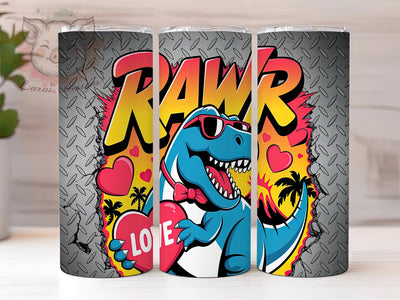 Rawr-some Love Dinosaur Tumbler, Valentine Dino Design, Romantic Dinosaur Tumbler, Love Pun Present, Rawr Love Gift, Couples Dino Tumbler, Dinosaur Romance Wrap Sublimation Lara' s Designs 