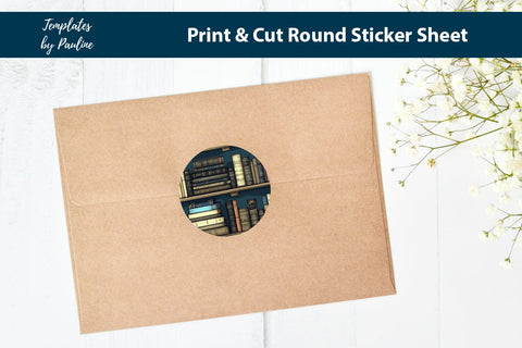 Reader Round Sticker Sheet, Book Digital Sticker SVG Templates by Pauline 