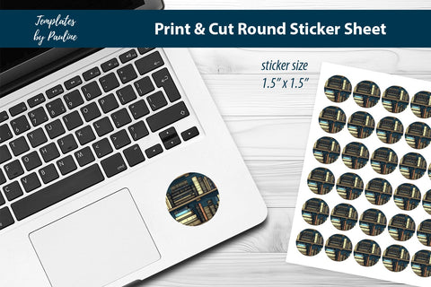 Reader Round Sticker Sheet, Book Digital Sticker SVG Templates by Pauline 