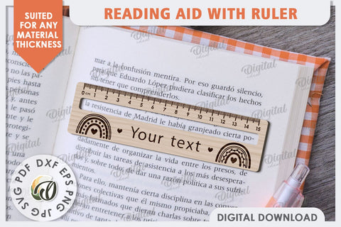 Reading Aid With Ruler Laser Cut. Kids Wooden Ruler SVG SVG Evgenyia Guschina 