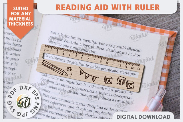Reading Aid With Ruler Laser Cut. Kids Wooden Ruler SVG SVG Evgenyia Guschina 