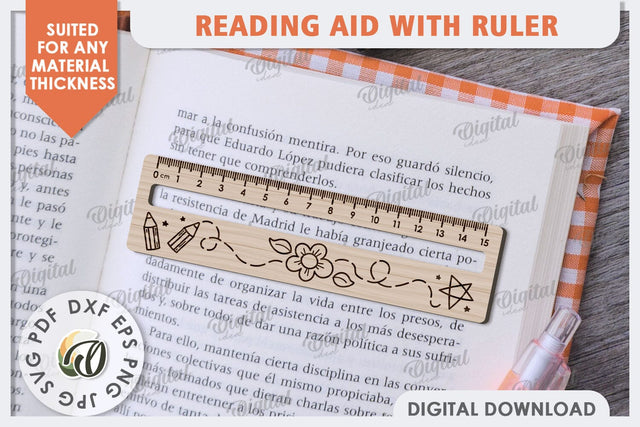 Reading Aid With Ruler Laser Cut. Kids Wooden Ruler SVG SVG Evgenyia Guschina 