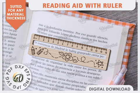 Reading Aid With Ruler Laser Cut. Kids Wooden Ruler SVG SVG Evgenyia Guschina 
