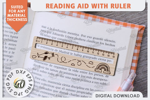 Reading Aid With Ruler Laser Cut. Kids Wooden Ruler SVG SVG Evgenyia Guschina 