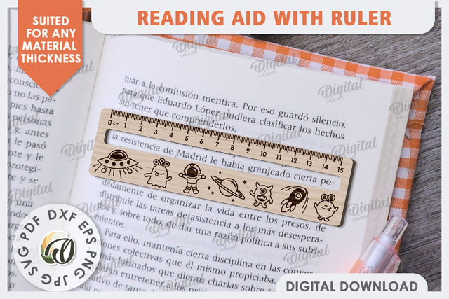 Reading Aid With Ruler Laser Cut. Kids Wooden Ruler SVG SVG Evgenyia Guschina 