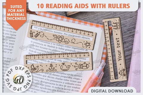 Reading Aid With Rulers Laser Cut Bundle. Wooden Rulers SVG SVG Evgenyia Guschina 