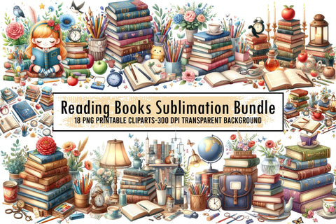 Reading Books Sublimation Bundle Sublimation designartist 
