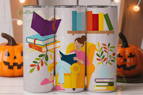 Reading Cozy Scene 20oz Tumbler Wrap Sublimation PixelChick 