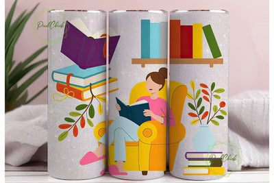 Reading Cozy Scene 20oz Tumbler Wrap Sublimation PixelChick 