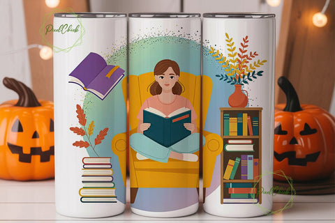 Reading Cozy Scene 20oz Tumbler Wrap Sublimation PixelChick 