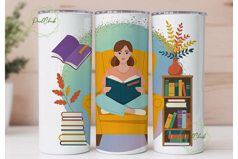 Reading Cozy Scene 20oz Tumbler Wrap Sublimation PixelChick 