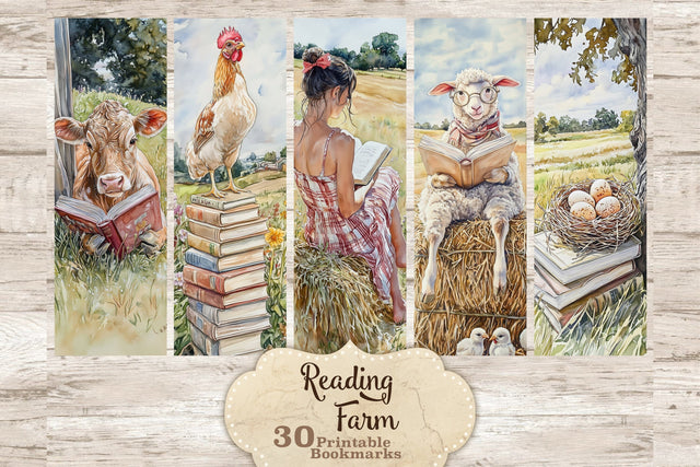 Reading Farm Animals Bookmarks | Summer Reading Accessories SVG GlamArtZhanna 
