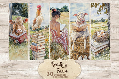 Reading Farm Animals Bookmarks | Summer Reading Accessories SVG GlamArtZhanna 