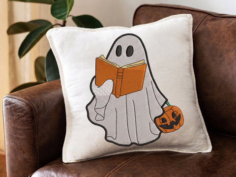 Reading Ghost Halloween Embroidery Design, Ghost Pumpkin Bucket Machine Embroidery File, Bats Halloween Embroidery Embroidery/Applique DESIGNS DesignDestine 