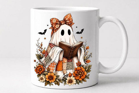 Reading Ghost PNG Cute Halloween Book Lover Digital Download SVG BillahCrafts 