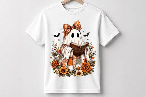 Reading Ghost PNG Cute Halloween Book Lover Digital Download SVG BillahCrafts 