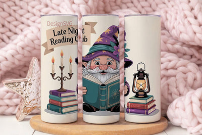 Reading Gnome 20oz Tumbler Wrap Sublimation DesignSVG 