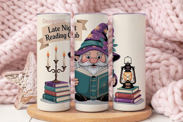 Reading Gnome 20oz Tumbler Wrap Sublimation DesignSVG 