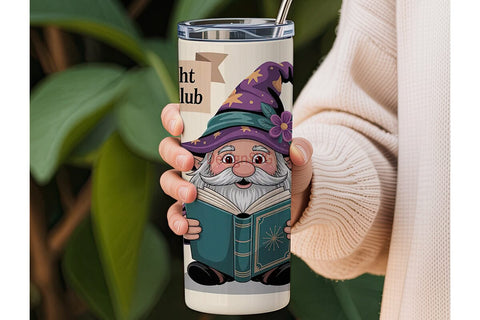 Reading Gnome 20oz Tumbler Wrap Sublimation DesignSVG 