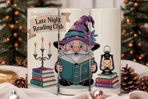 Reading Gnome 20oz Tumbler Wrap Sublimation DesignSVG 