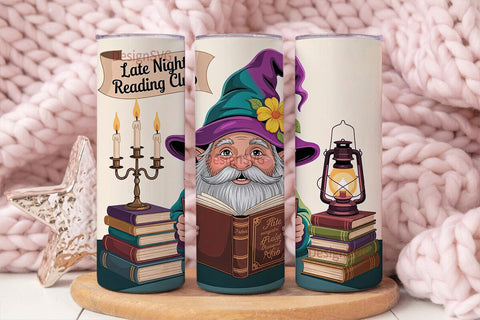 Reading Gnome 20oz Tumbler Wrap Sublimation DesignSVG 