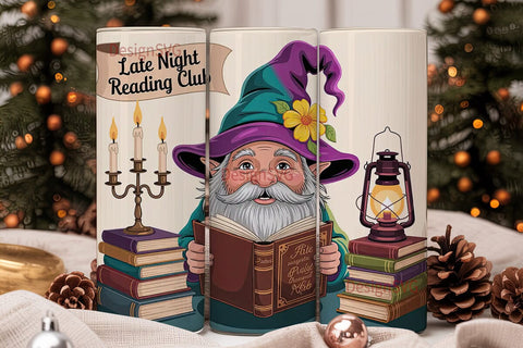 Reading Gnome 20oz Tumbler Wrap Sublimation DesignSVG 