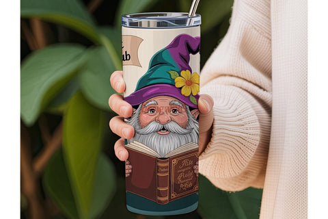 Reading Gnome 20oz Tumbler Wrap Sublimation DesignSVG 