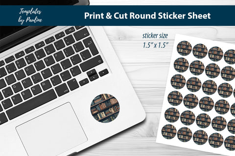 Reading Round Sticker Sheet, Book Digital Sticker SVG Templates by Pauline 