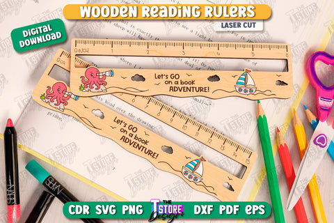 Reading Rulers Laser Cut Bundle | Easier Reading | School Supplies | Laser-Engraved | Reading Line Guides | CNC Files SVG The T Store Design 