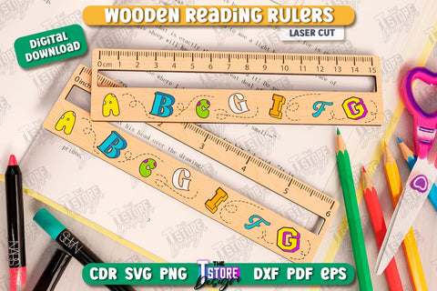 Reading Rulers Laser Cut Bundle | Easier Reading | School Supplies | Laser-Engraved | Reading Line Guides | CNC Files SVG The T Store Design 