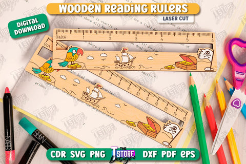 Reading Rulers Laser Cut Bundle | Easier Reading | School Supplies | Laser-Engraved | Reading Line Guides | CNC Files SVG The T Store Design 