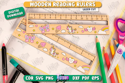 Reading Rulers Laser Cut Bundle | Easier Reading | School Supplies | Laser-Engraved | Reading Line Guides | CNC Files SVG The T Store Design 