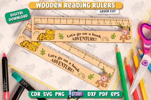 Reading Rulers Laser Cut Bundle | Easier Reading | School Supplies | Laser-Engraved | Reading Line Guides | CNC Files SVG The T Store Design 