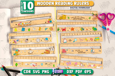 Reading Rulers Laser Cut Bundle | Easier Reading | School Supplies | Laser-Engraved | Reading Line Guides | CNC Files SVG The T Store Design 