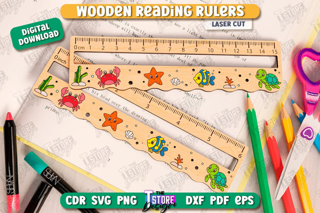 Reading Rulers Laser Cut | Easier Reading | School Supplies | Laser-Engraved | Reading Line Guides | CNC File SVG The T Store Design 