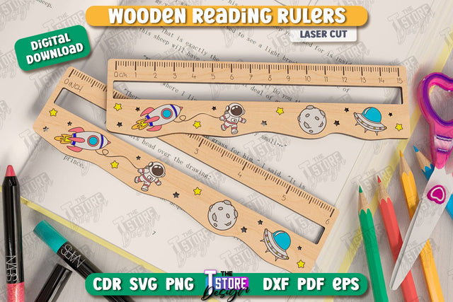 Reading Rulers Laser Cut | Easier Reading | School Supplies | Laser-Engraved | Reading Line Guides | CNC File SVG The T Store Design 