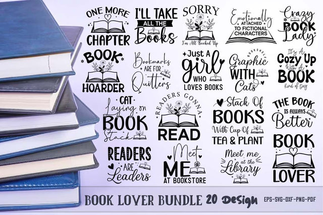 Reading SVG Bundle, Book Lover Quotes Design Bundle SVG FiveStarCrafting 