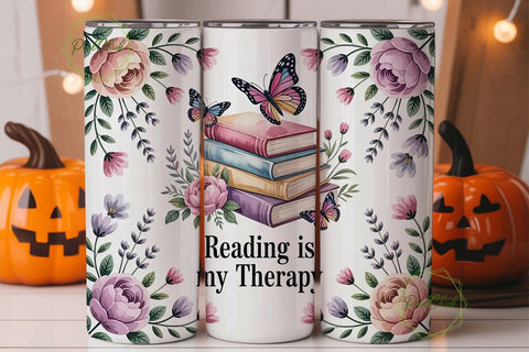 Reading Therapy 20oz Tumbler Wrap Sublimation PixelChick 